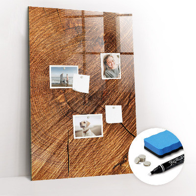 Glass Magnetic Board Warm Tone Wood