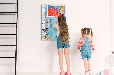 Dry erase magnetic board Blue beach boards