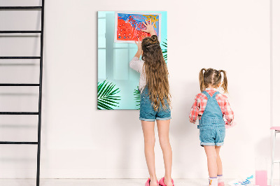Dry erase magnetic board Tropical leaves