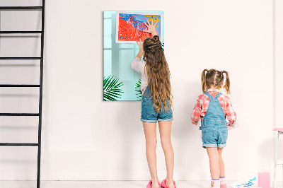 Dry erase magnetic board Tropical leaves