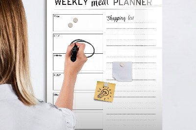 Magnetic writing board Weekly meal planner