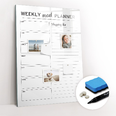 Magnetic writing board Weekly meal planner