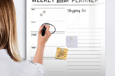 Magnetic writing board Weekly meal planner