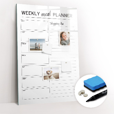 Magnetic writing board Weekly meal planner