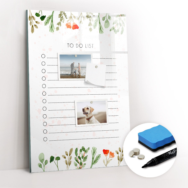 Dry erase magnetic board Today's list