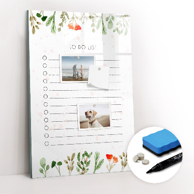 Dry erase magnetic board Today's list