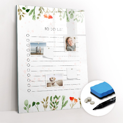 Dry erase magnetic board Today's list