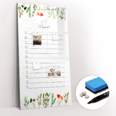Dry erase magnetic board Today's list