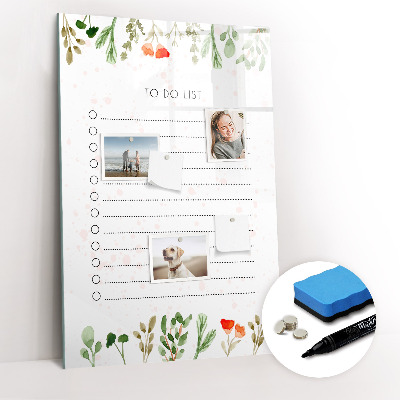 Dry erase magnetic board Today's list