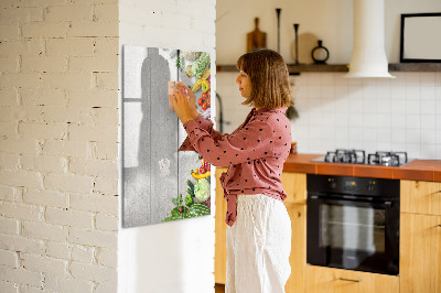 Magnetic writing board Vegetables on Wood