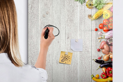 Magnetic writing board Vegetables on Wood