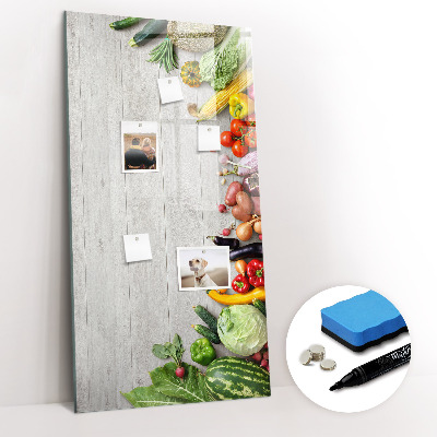 Dry erase board magnetic Vegetables on Wood