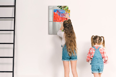 Magnetic writing board Vegetables on Wood