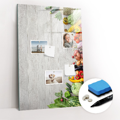 Dry erase board magnetic Vegetables on Wood