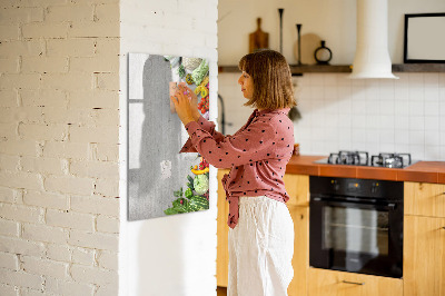 Magnetic writing board Vegetables on Wood