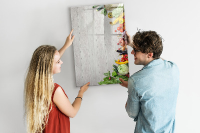 Magnetic writing board Vegetables on Wood