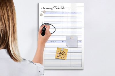 Dry erase magnetic board Duty chart