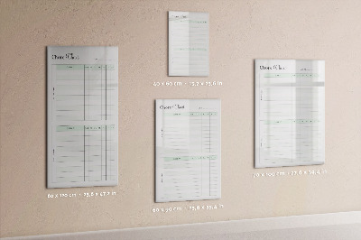 Magnetic board with marker Responsibility checklist