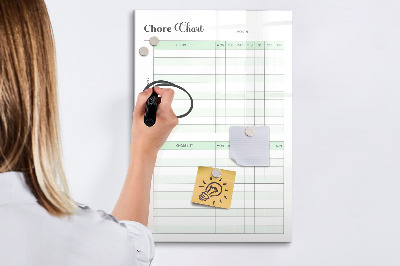 Dry erase board magnetic Responsibility checklist