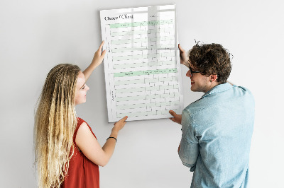 Magnetic board with marker Responsibility checklist