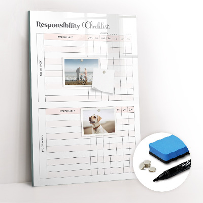 Magnetic board for writing Monthly goals