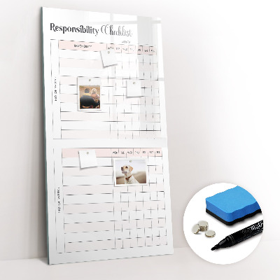 Magnetic board for writing Monthly goals