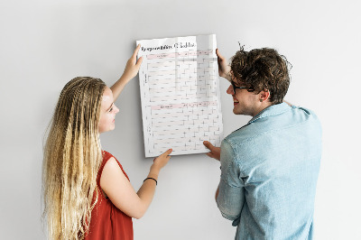 Magnetic board for writing Monthly goals