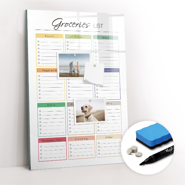 Dry erase magnetic board Weekly meal planner