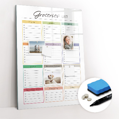 Dry erase magnetic board Weekly meal planner