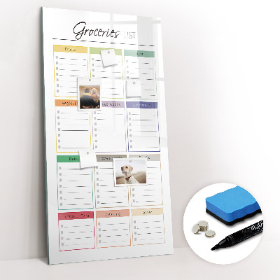 Magnetic drawing board Weekly meal planner