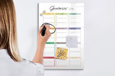 Dry erase magnetic board Weekly meal planner