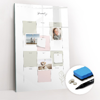 Magnetic writing board Weekly meal planner