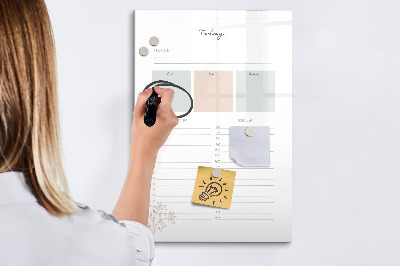 Magnetic writing board Weekly planner