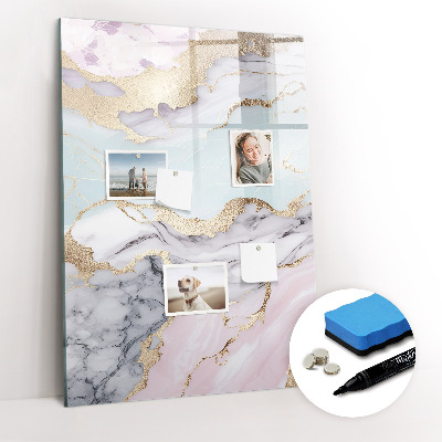 Dry erase magnetic board Decorative marble