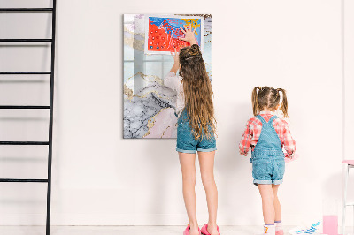 Dry erase magnetic board Decorative marble