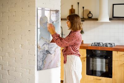 Dry erase magnetic board Decorative marble