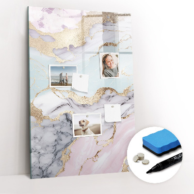 Dry erase magnetic board Decorative marble
