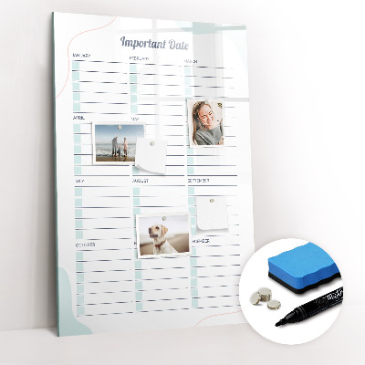 Dry erase board magnetic Palm Leaf Shadow