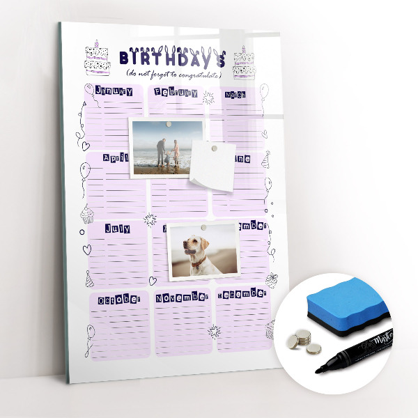 Dry erase magnetic board Weekly meal planner