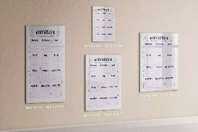 Magnetic board for drawing Weekly meal planner