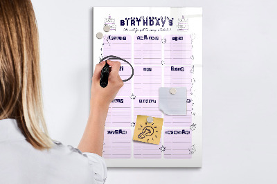 Magnetic board for drawing Weekly meal planner