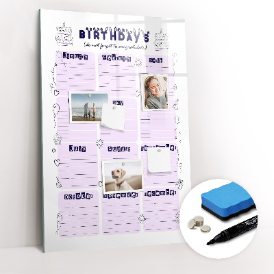 Dry erase magnetic board Weekly meal planner
