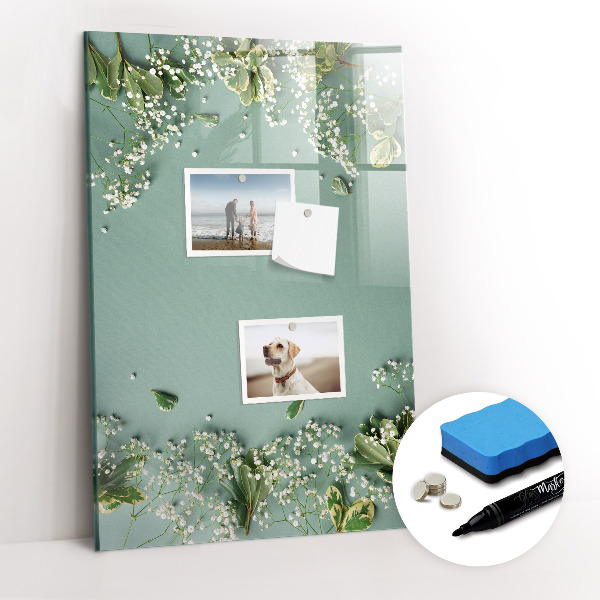 Dry erase magnetic board Gypsophila flowers