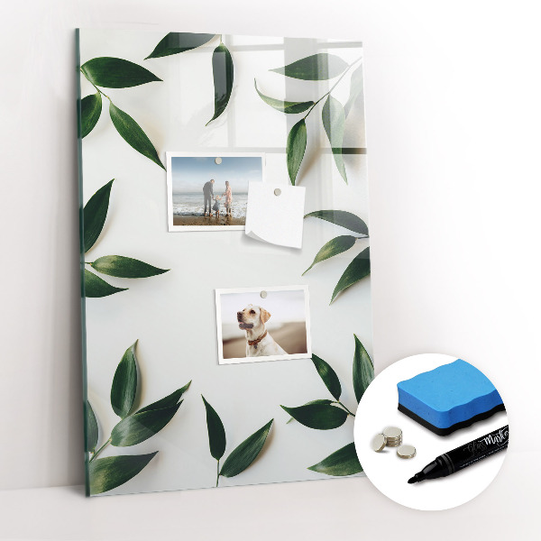 Dry erase magnetic board Green leaf frame