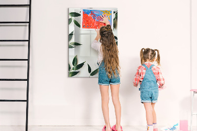 Dry erase magnetic board Green leaf frame
