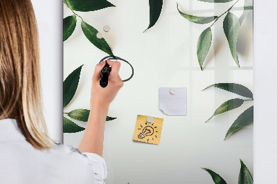 Dry erase magnetic board Green leaf frame