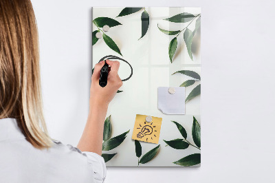Dry erase magnetic board Green leaf frame
