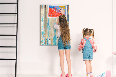 Dry erase magnetic board Aged wood