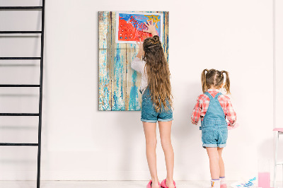 Magnetic board with marker Aged wood