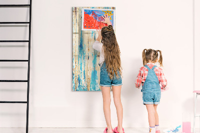 Dry erase magnetic board Aged wood